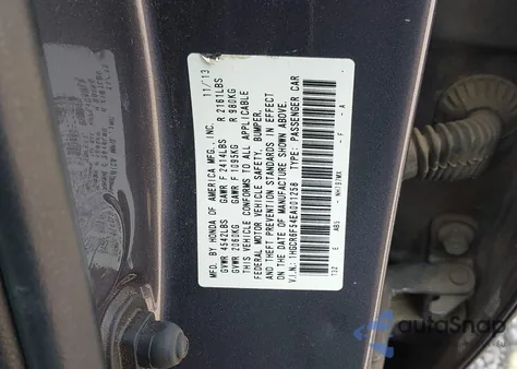 2014 Honda Accord Hybrid Ex-L from USA, damaged, VIN 1HGCR6F54EA001258